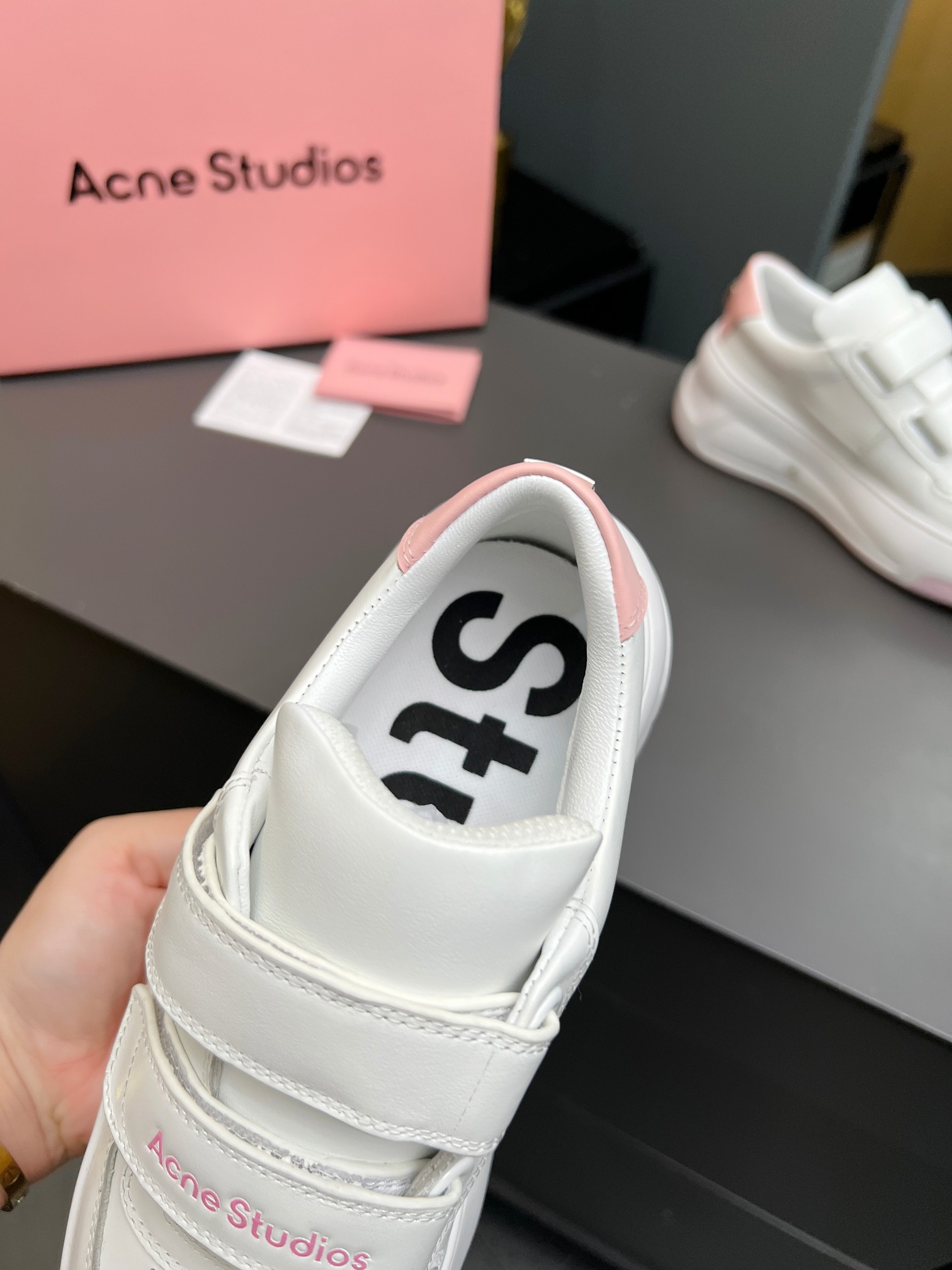 Acne Studios Velcro Platform Sneakers White Pink