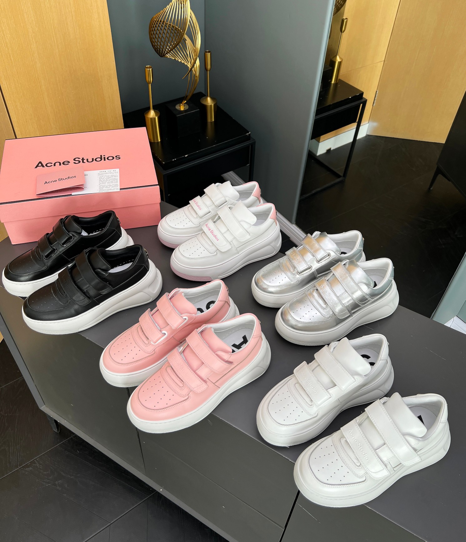 Acne Studios Velcro Platform Sneakers Silver