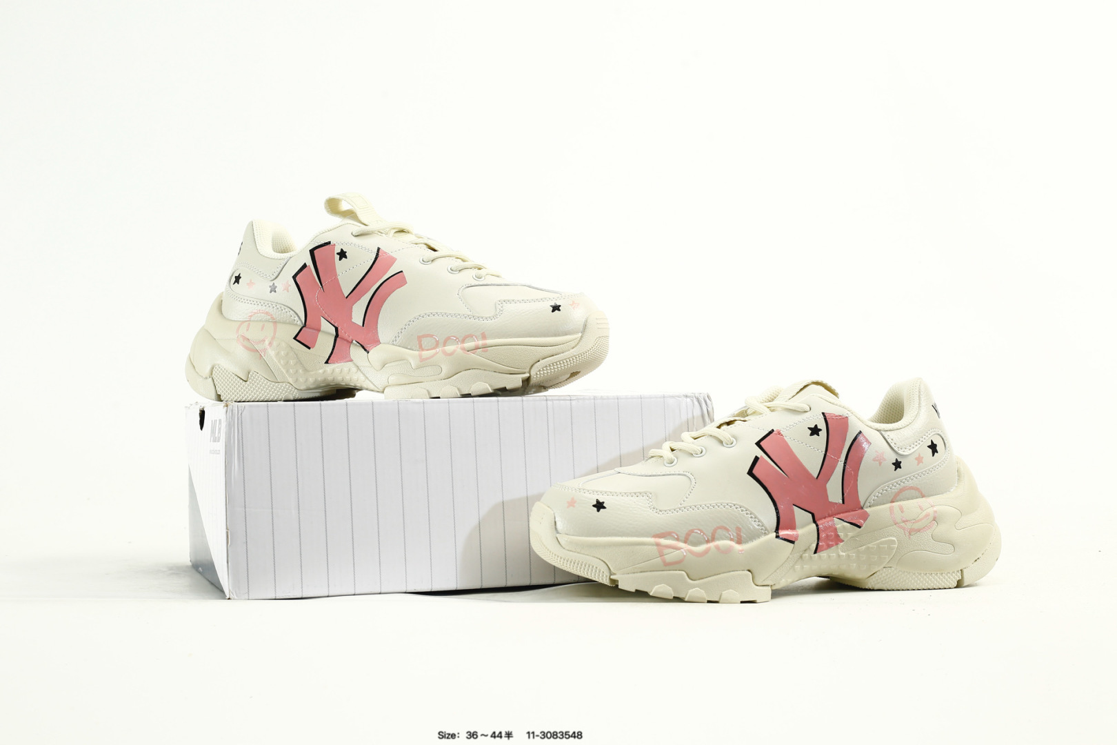 MLB Bigball Chunky Pixel Sneakers Cream Pink
