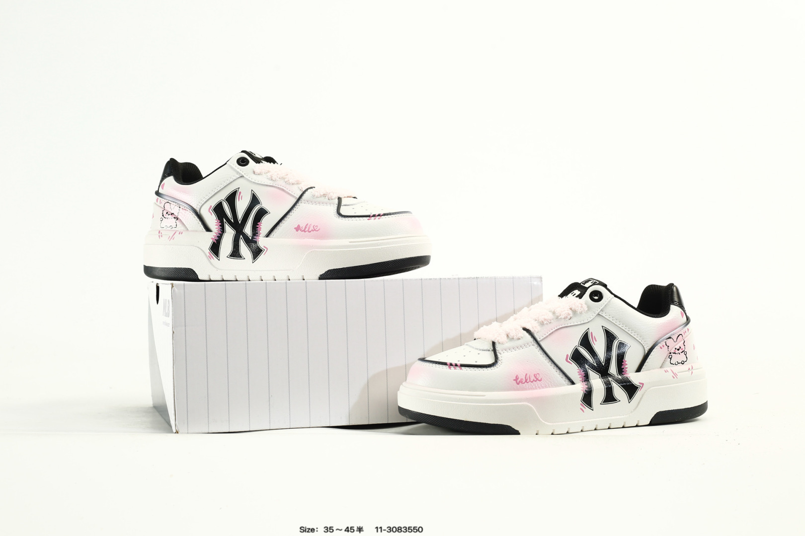 MLB Chunky Liner PU DIY Sneakers White Pink