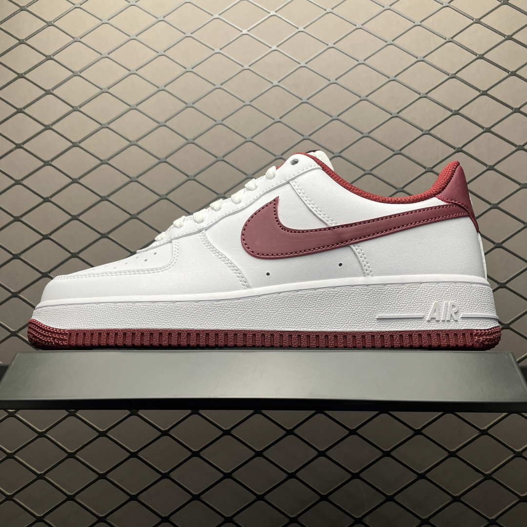Nike Air Force 1 Low Leather Sneakers White Burgundy