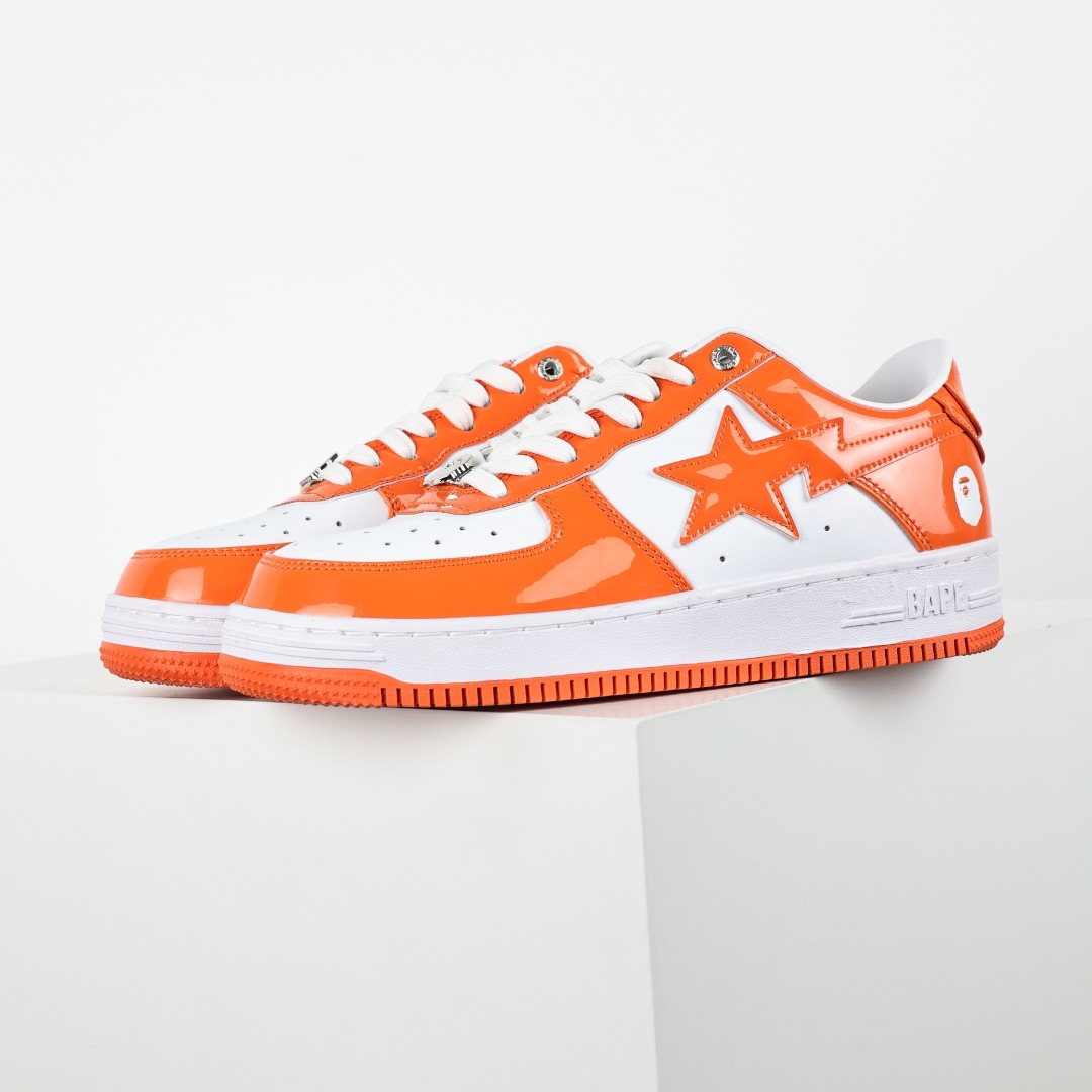 BAPE STA Patent Leather Sneakers Orange