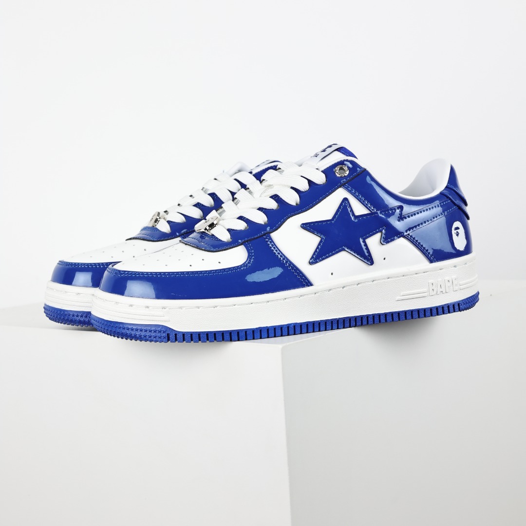 A Bathing Ape BAPE STA Low Patent Sneakers Blue/White