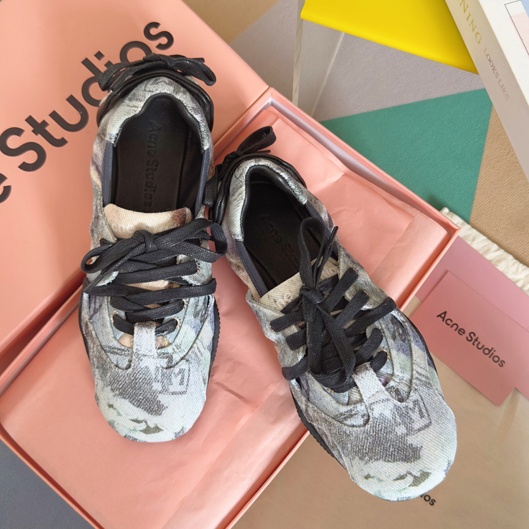 Acne Studios Denim Lace-Up Ballet Flats Multicolor