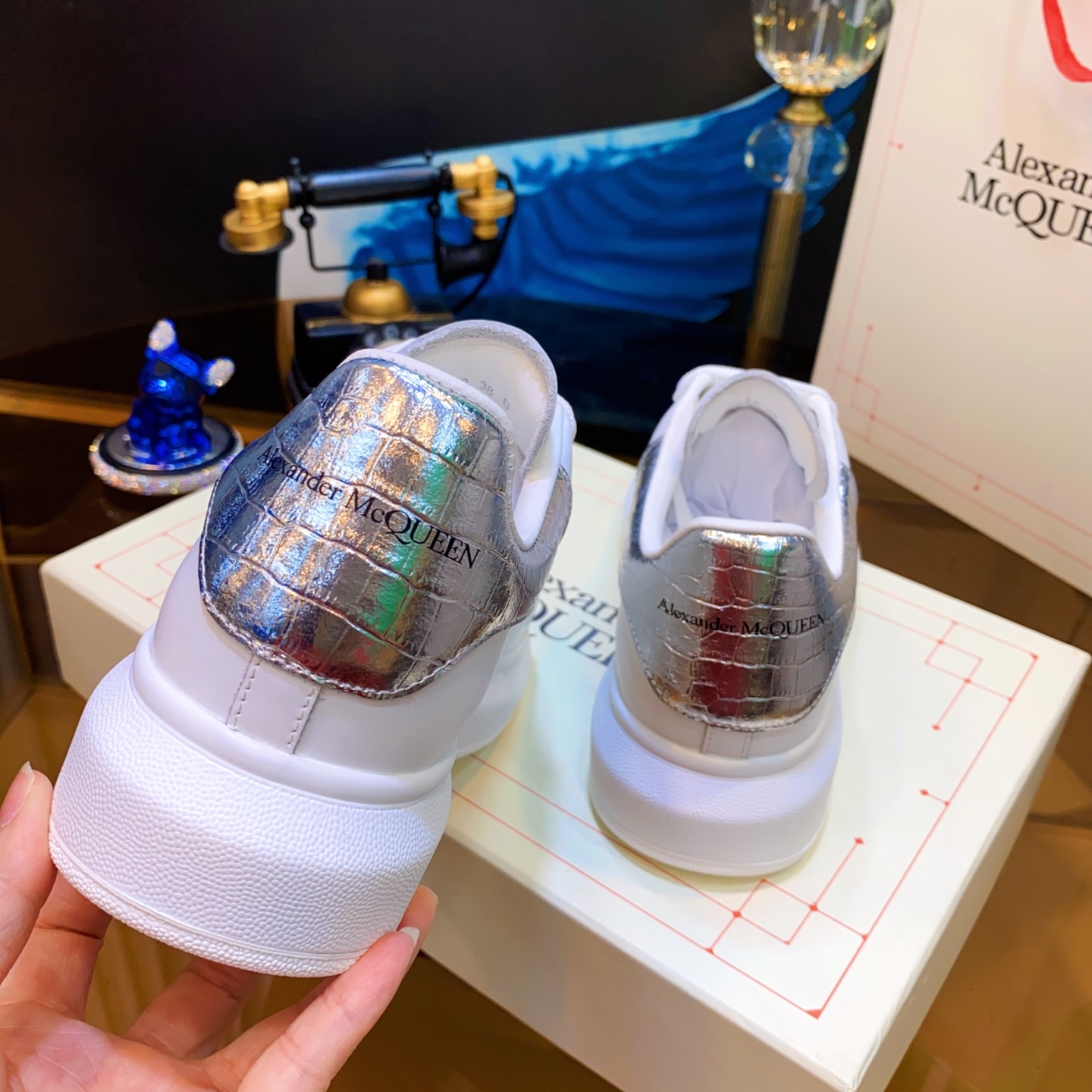 Alexander McQueen Oversized Sneakers White/Silver