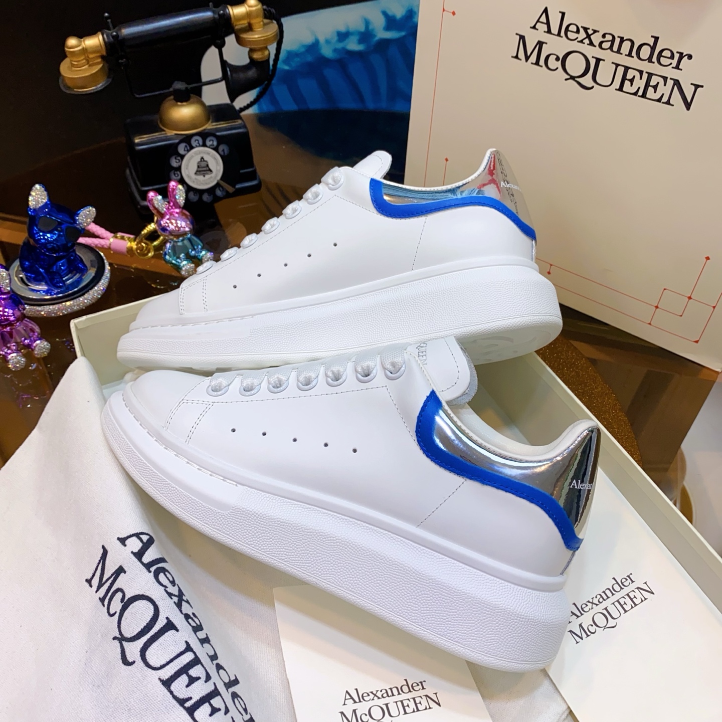 Alexander McQueen Oversized Sneakers White/Blue/Silver