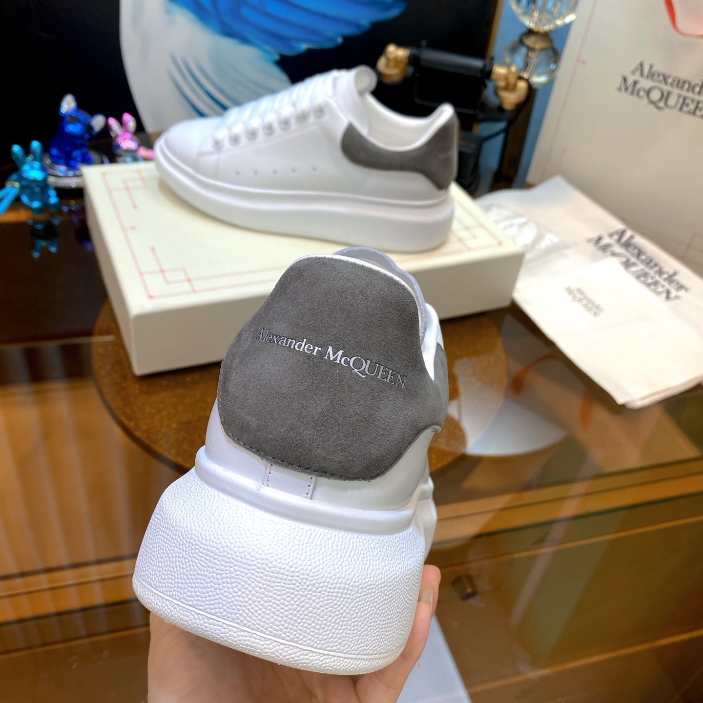 Alexander McQueen Oversized Sneakers White Grey