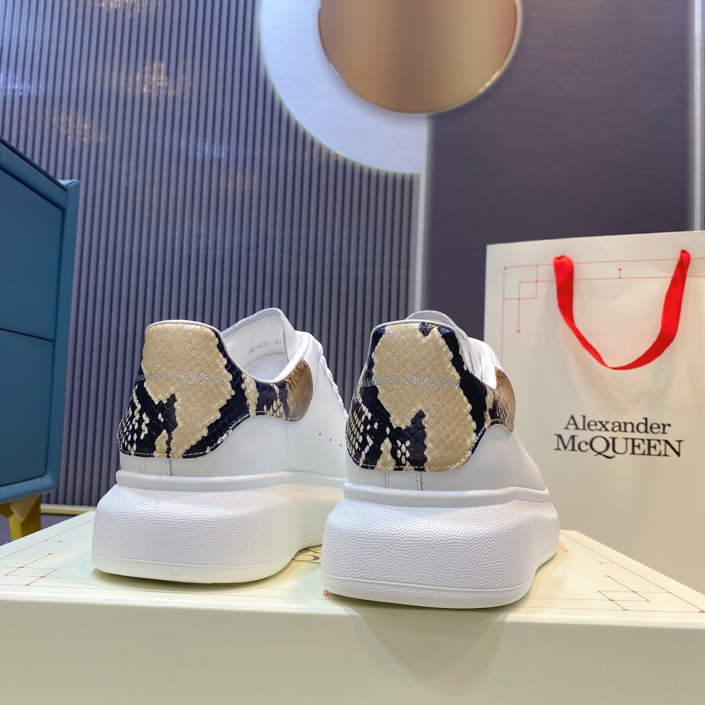Alexander McQueen Oversized Sneaker White Snakeskin