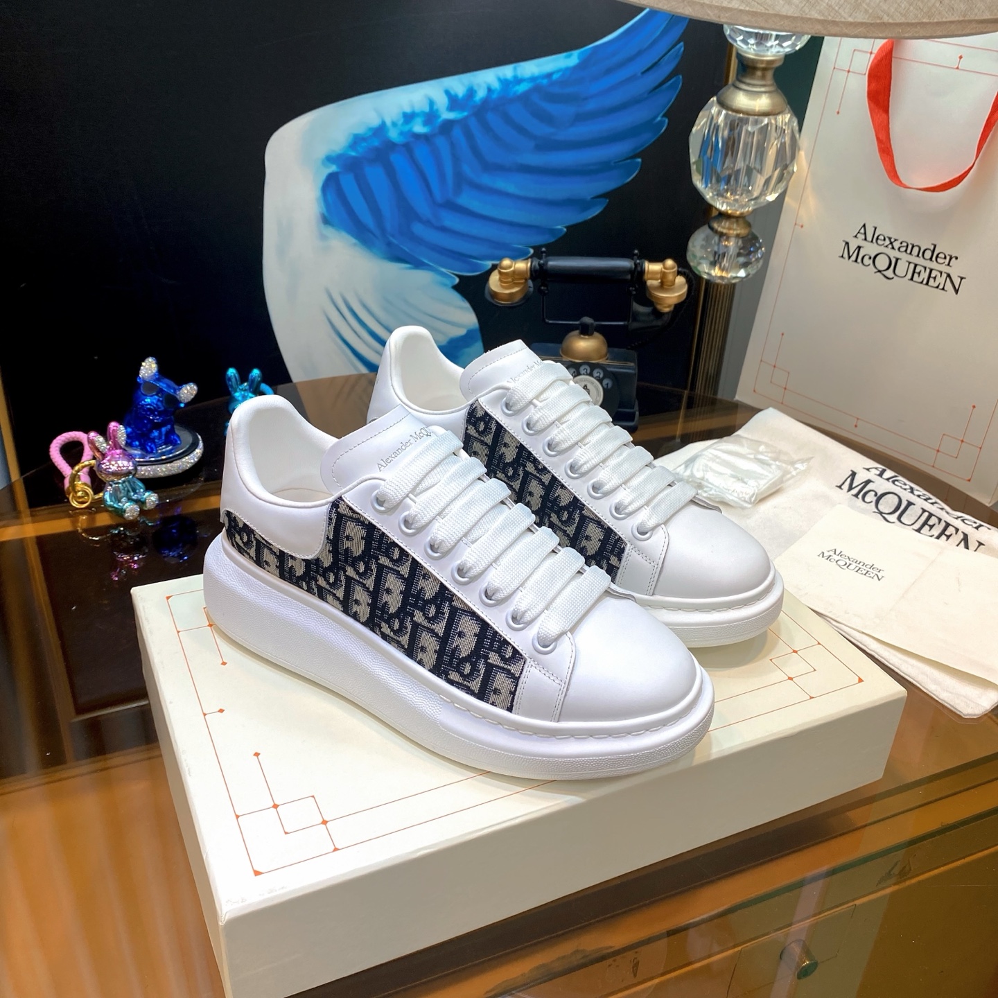 Alexander McQueen Logo Panel Sneakers White/Navy