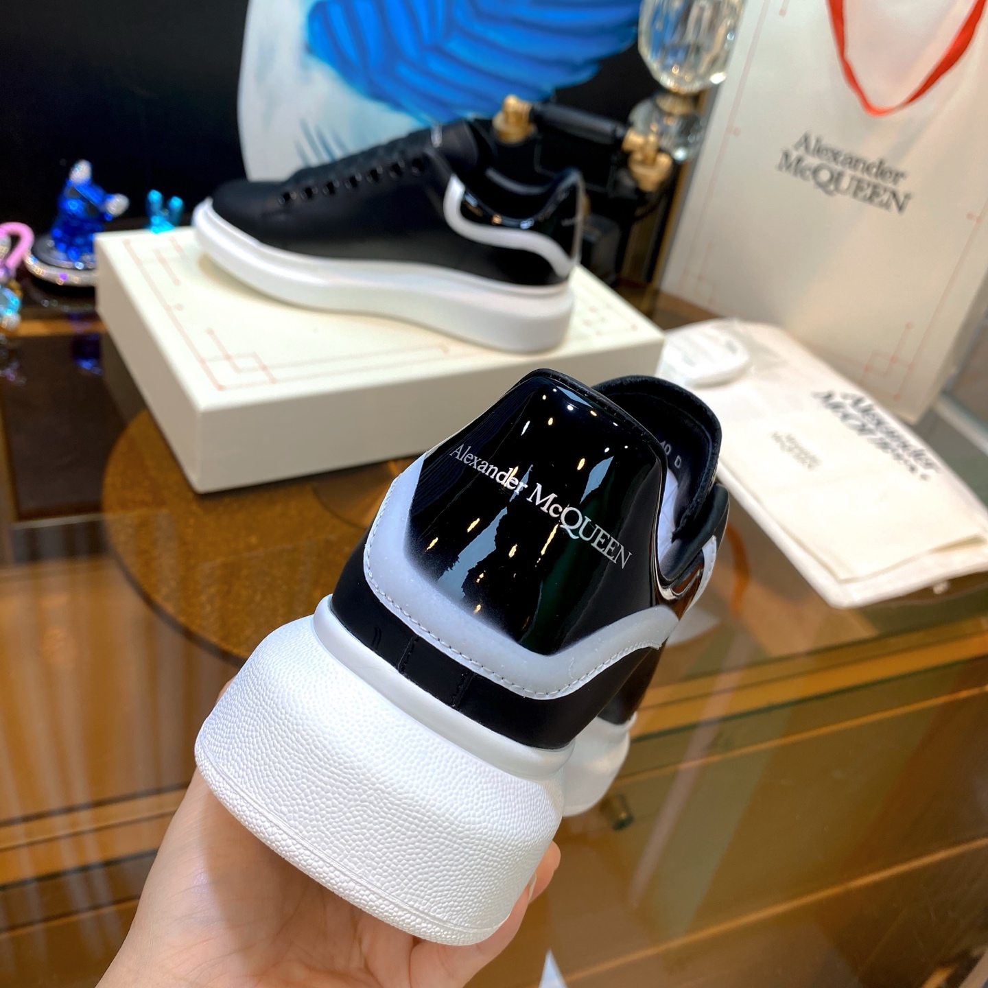 Alexander McQueen Oversized Leather Sneakers Black/White
