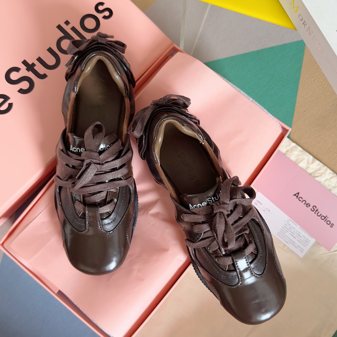 Acne Studios Lace-Up Ballet Shoes Brown