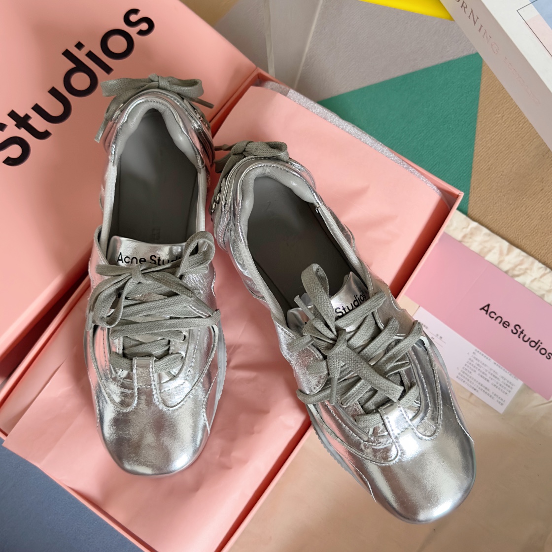 Acne Studios Lace-Up Ballet Sneakers Silver