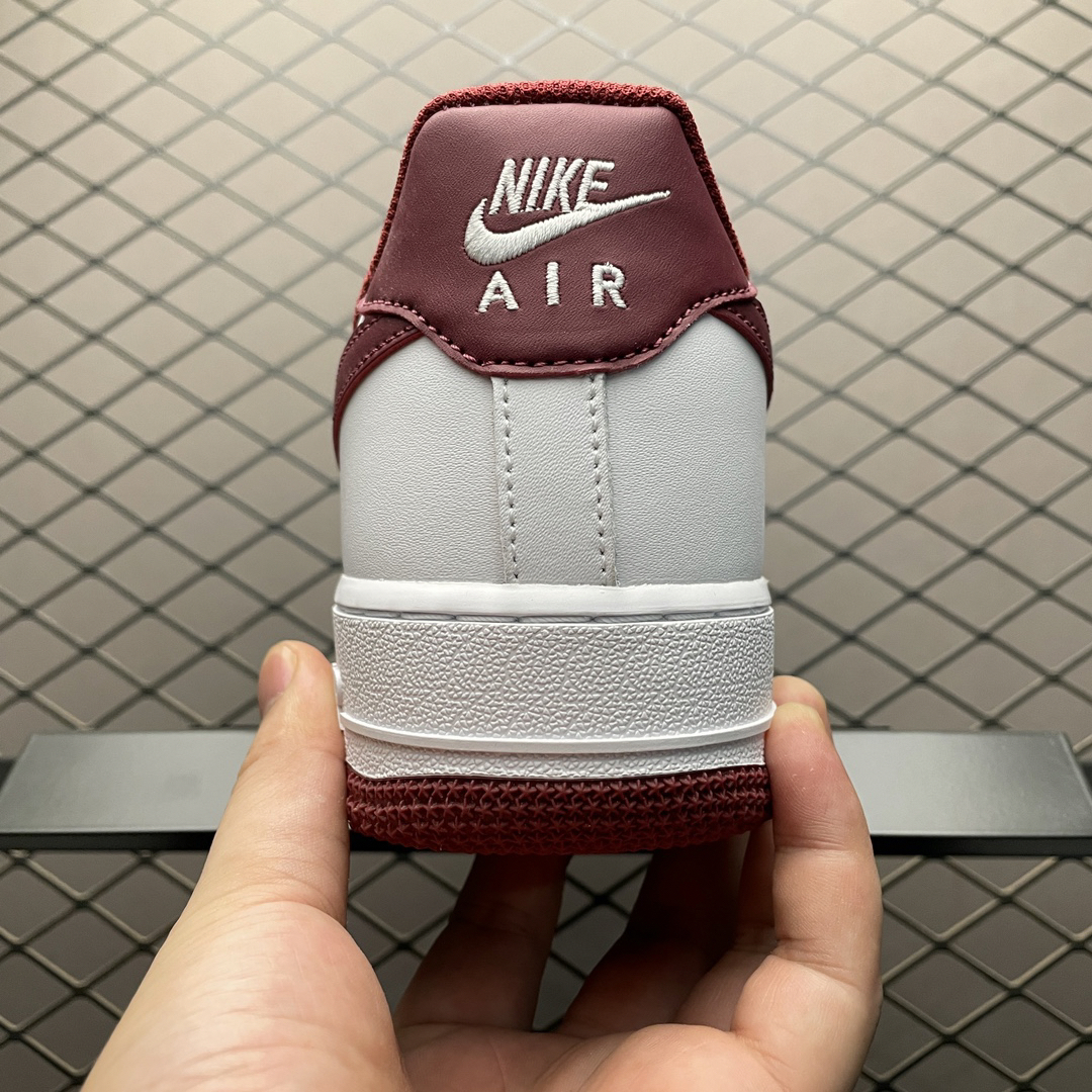 Nike Air Force 1 Low Leather Sneakers White Burgundy