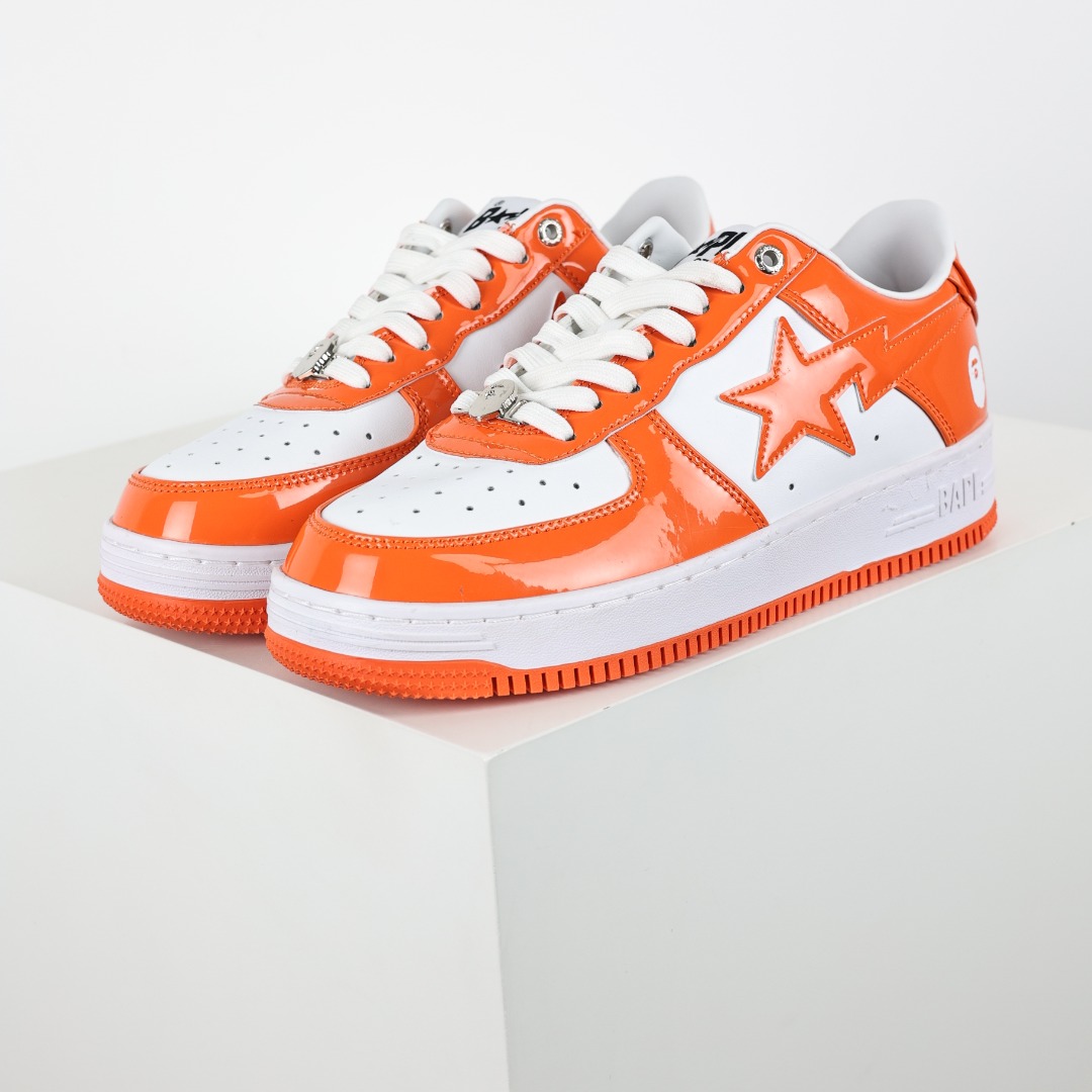 BAPE STA Patent Leather Sneakers Orange