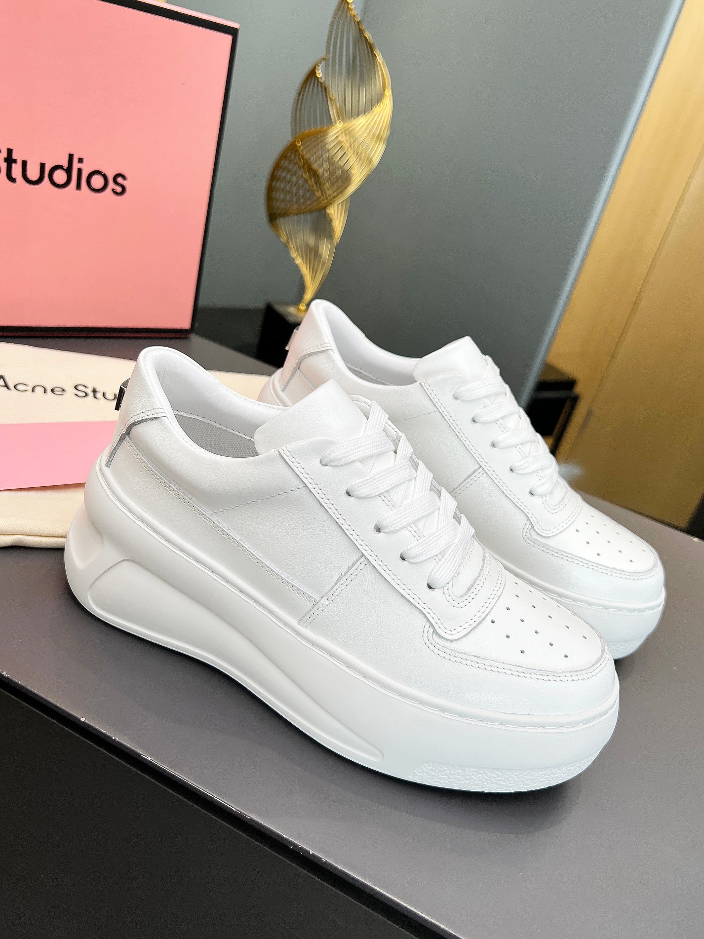 Acne Studios Platform Velcro Sneakers White