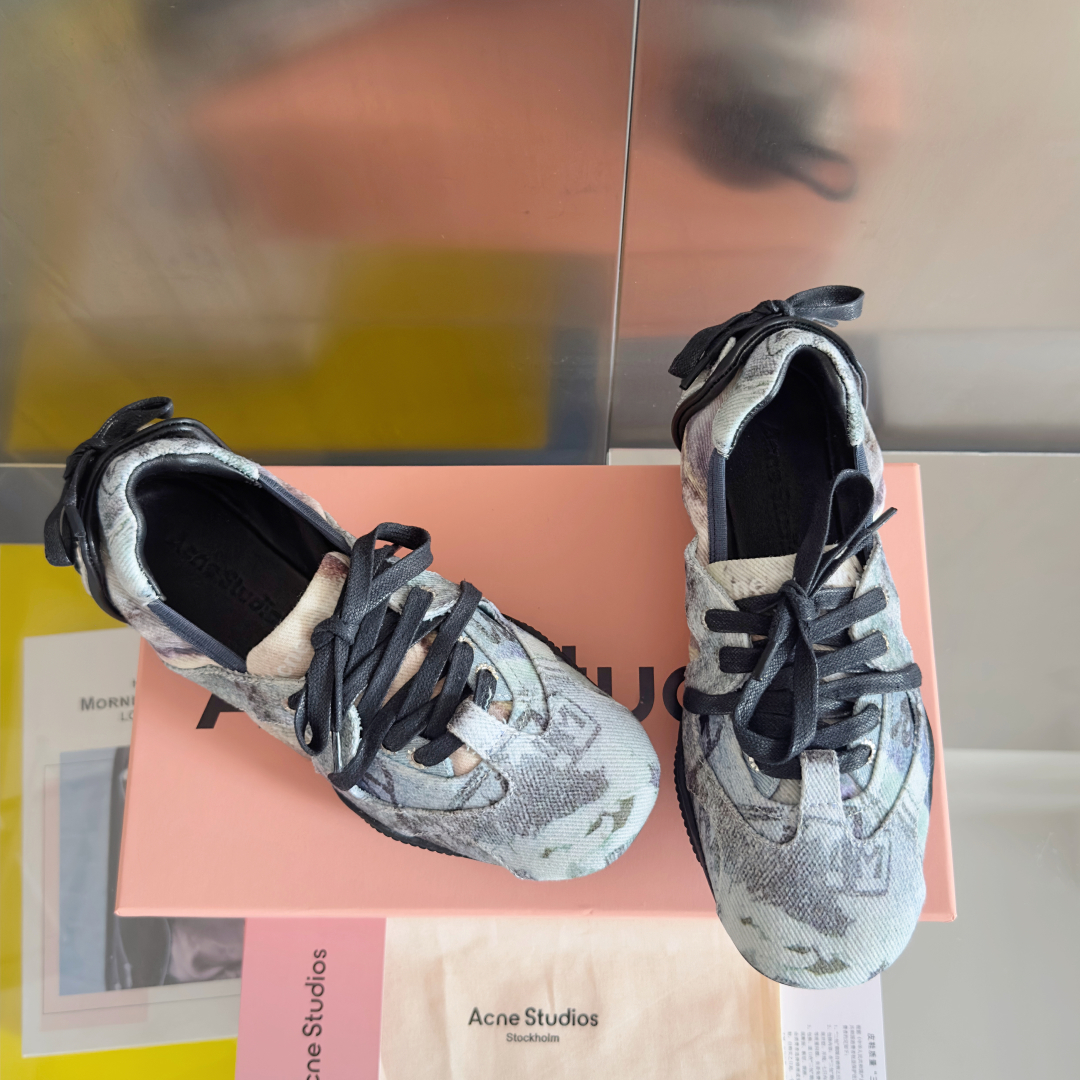 Acne Studios Denim Lace-Up Ballet Flats Multicolor