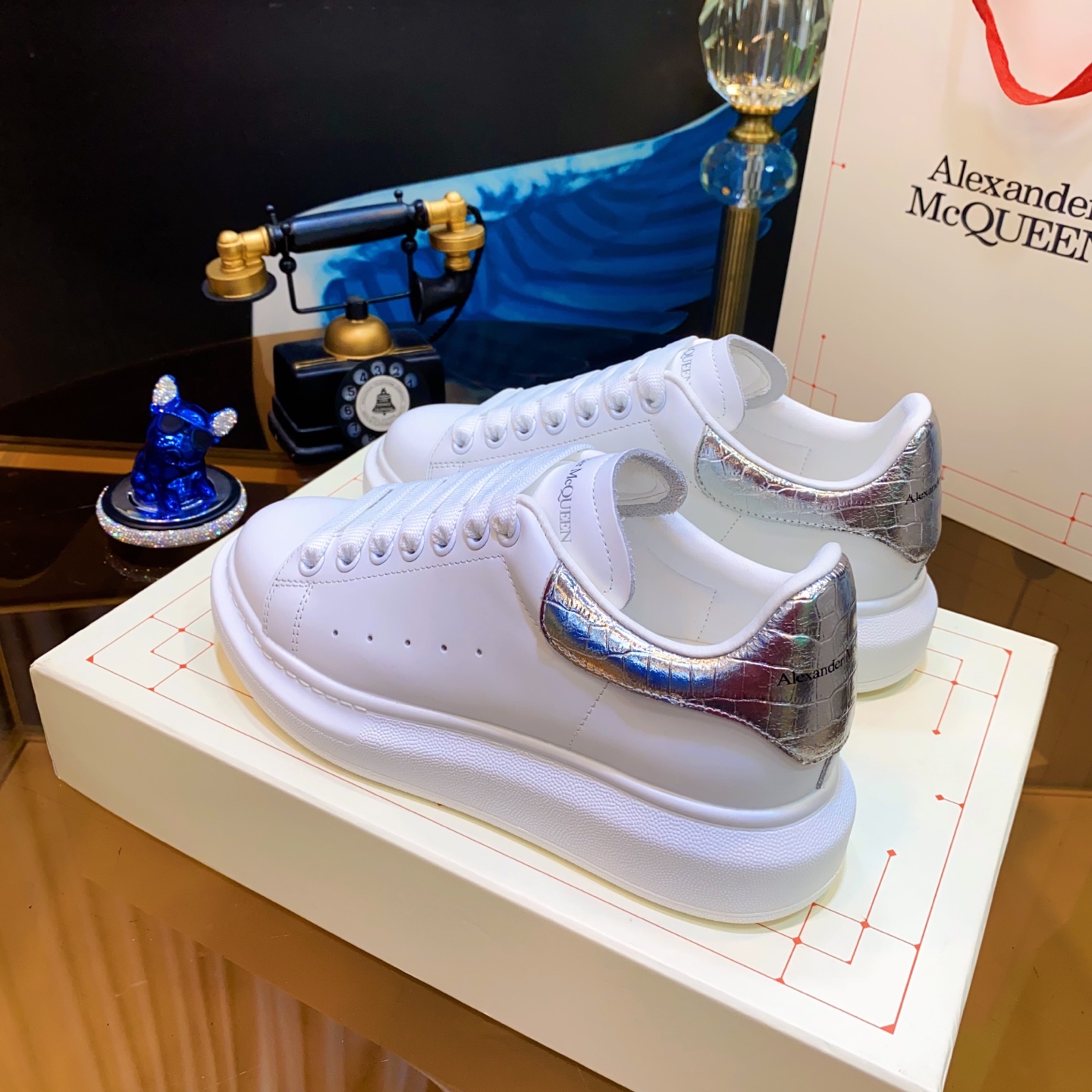 Alexander McQueen Oversized Sneakers White/Silver