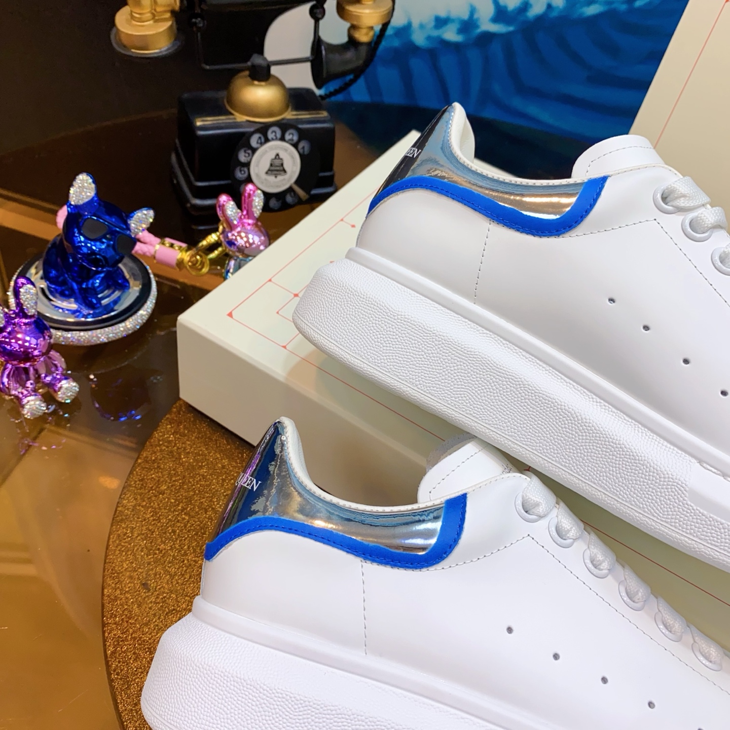 Alexander McQueen Oversized Sneakers White/Blue/Silver