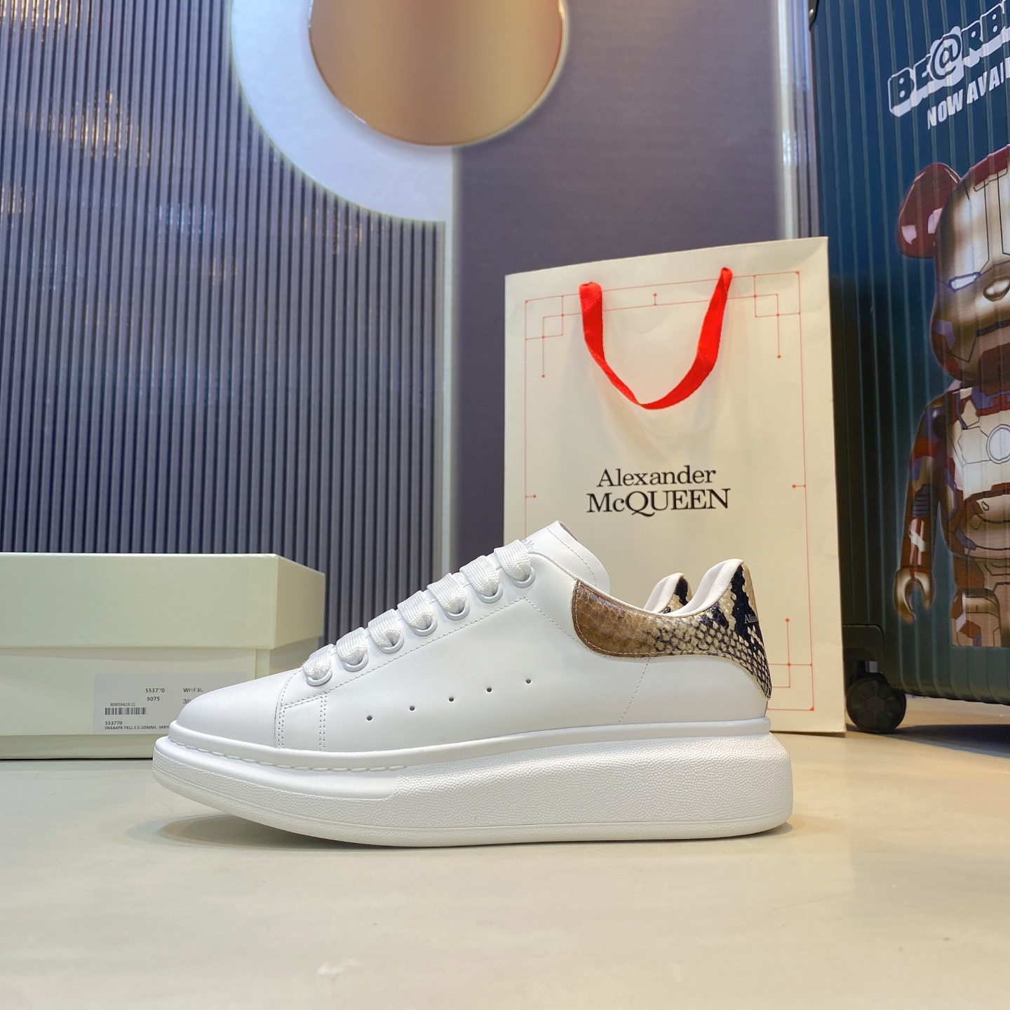 Alexander McQueen Oversized Sneaker White Snakeskin