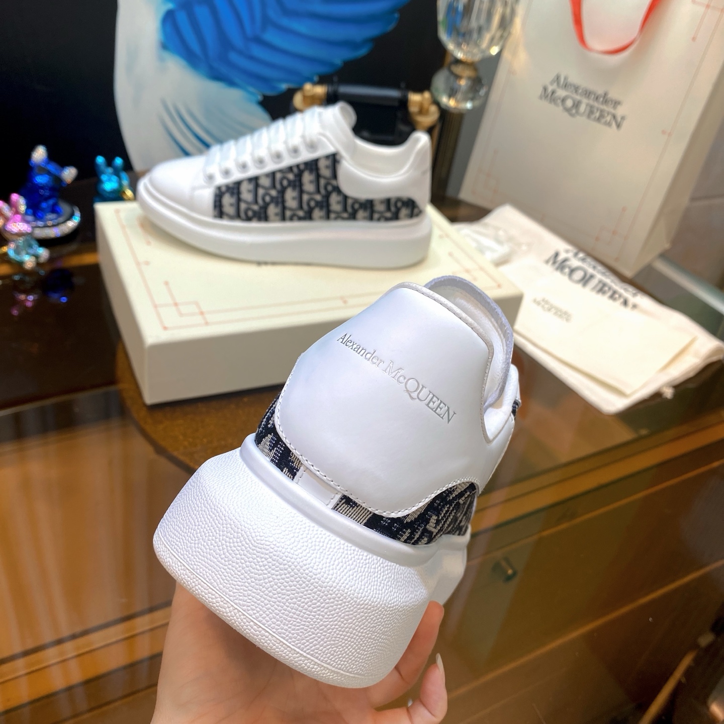 Alexander McQueen Logo Panel Sneakers White/Navy