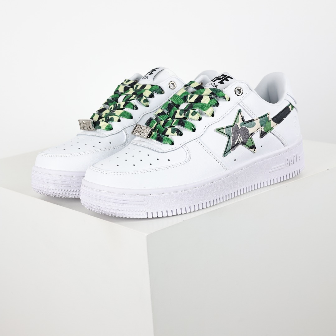 Bape BAPE STA Low Skate Sneakers White Green Camo