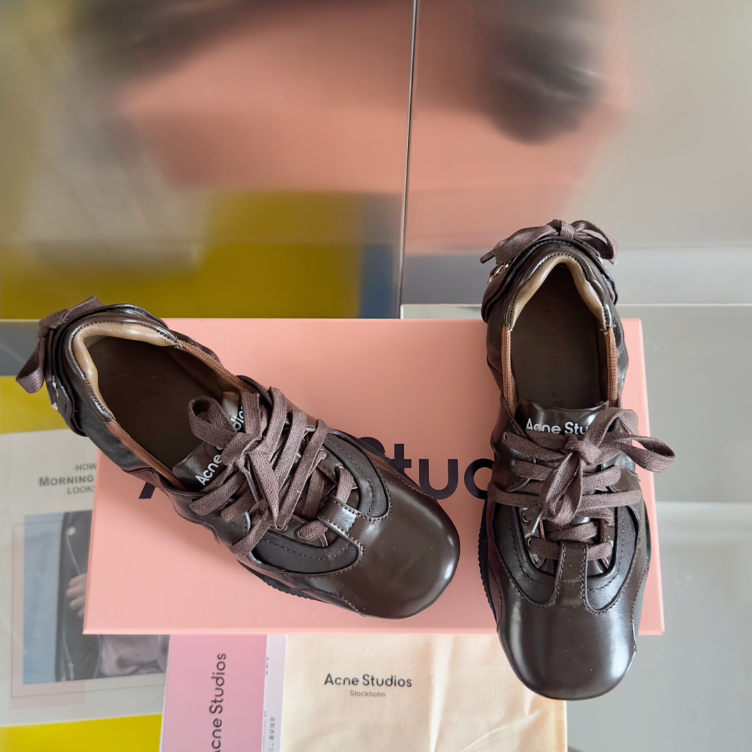 Acne Studios Lace-Up Ballet Shoes Brown