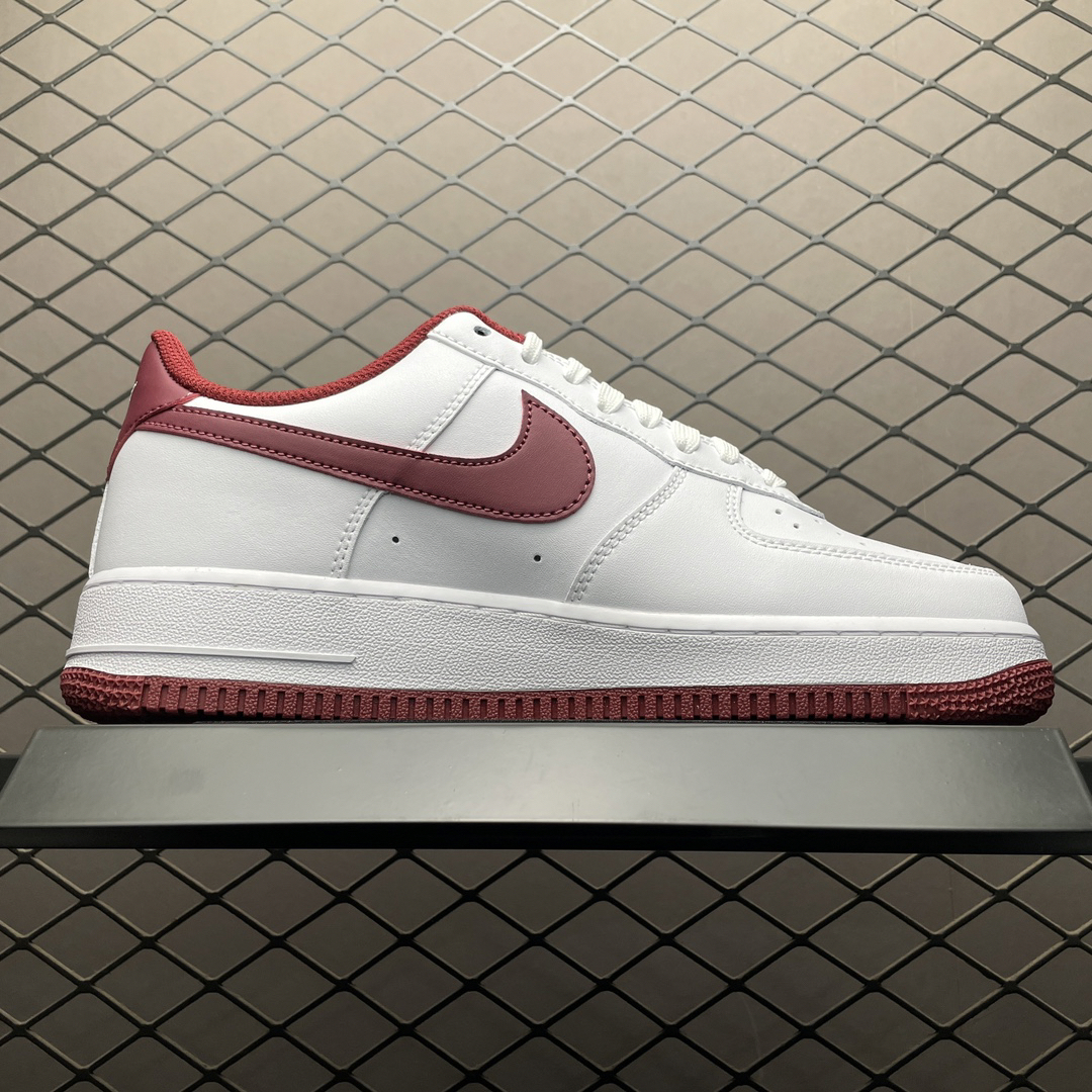 Nike Air Force 1 Low Leather Sneakers White Burgundy