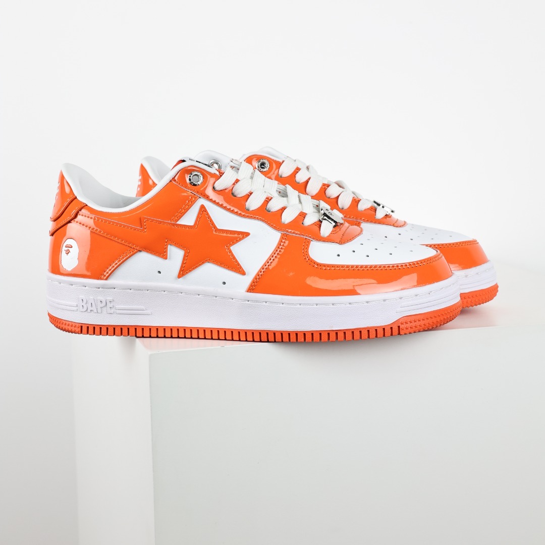 BAPE STA Patent Leather Sneakers Orange
