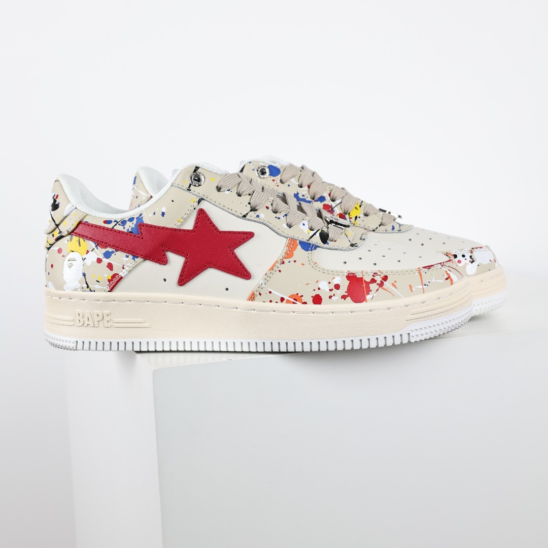 A Bathing Ape BAPE STA Paint Splatter Sneakers Multi-Color
