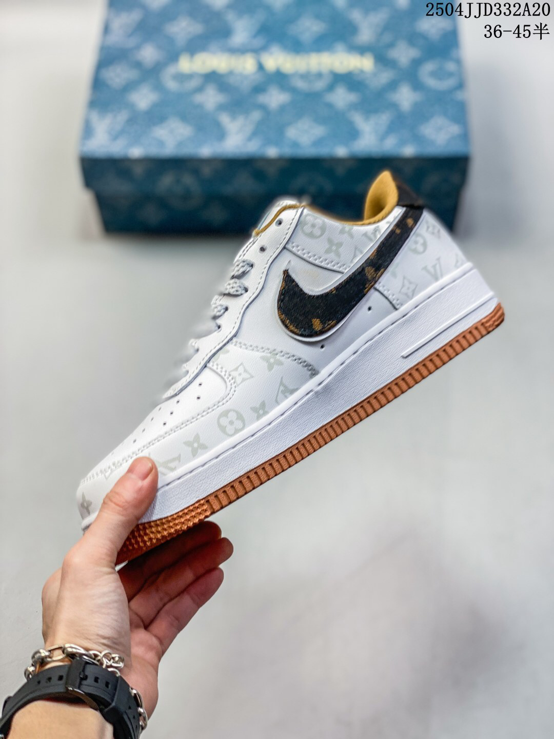 Nike Air Force 1 '07 Low Monogram Sneakers White/Brown