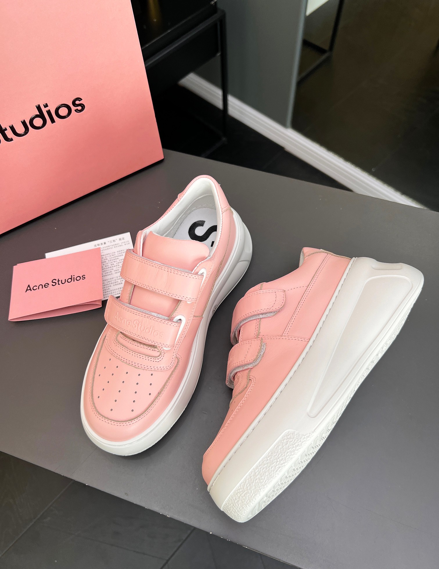 Acne Studios Smiley Velcro Platform Sneakers Pink