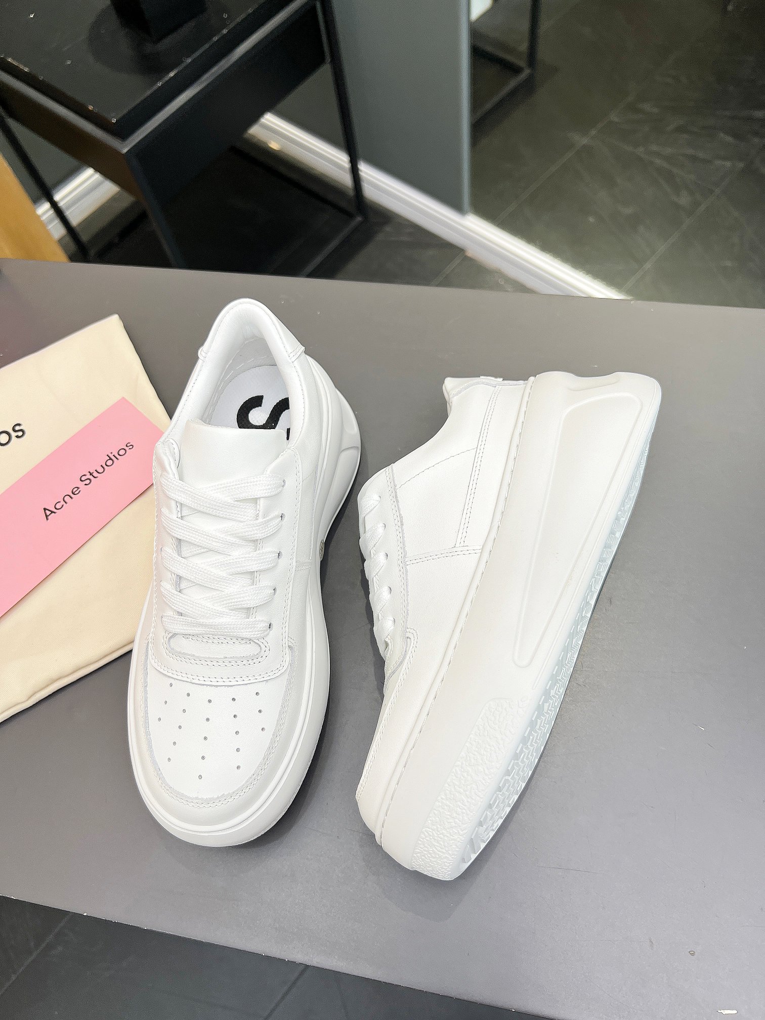 Acne Studios Platform Velcro Sneakers White