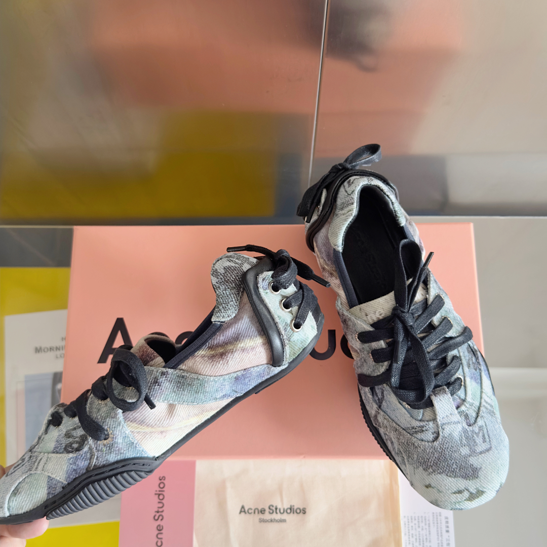 Acne Studios Denim Lace-Up Ballet Flats Multicolor