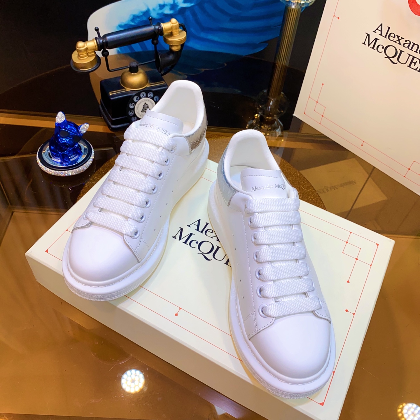 Alexander McQueen Oversized Sneakers White/Silver