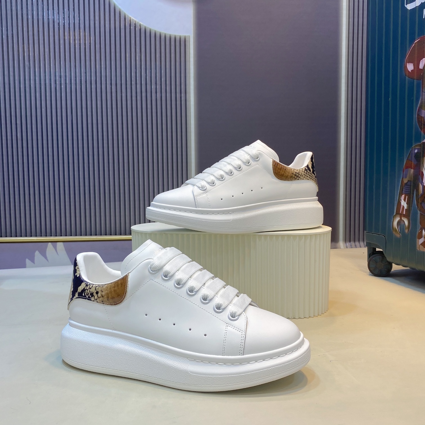 Alexander McQueen Oversized Sneaker White Snakeskin