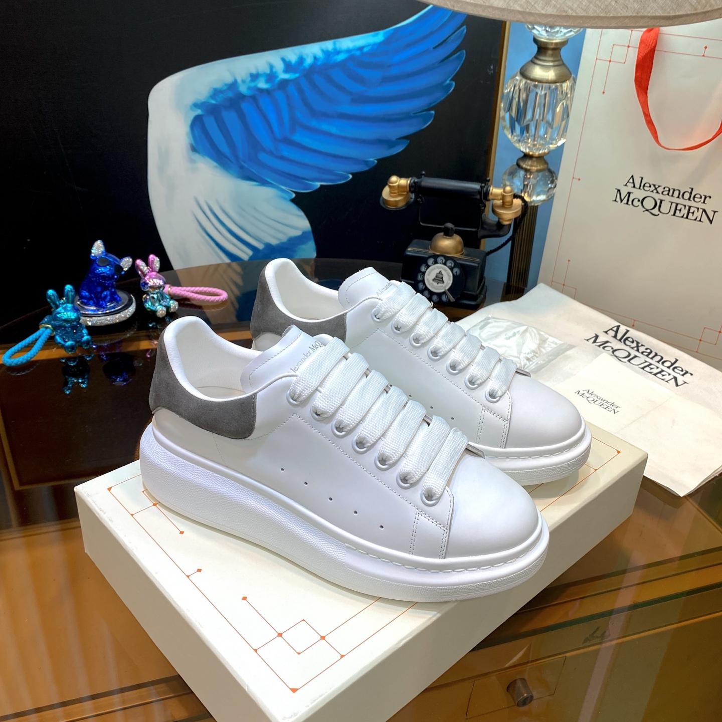 Alexander McQueen Oversized Sneakers White Grey