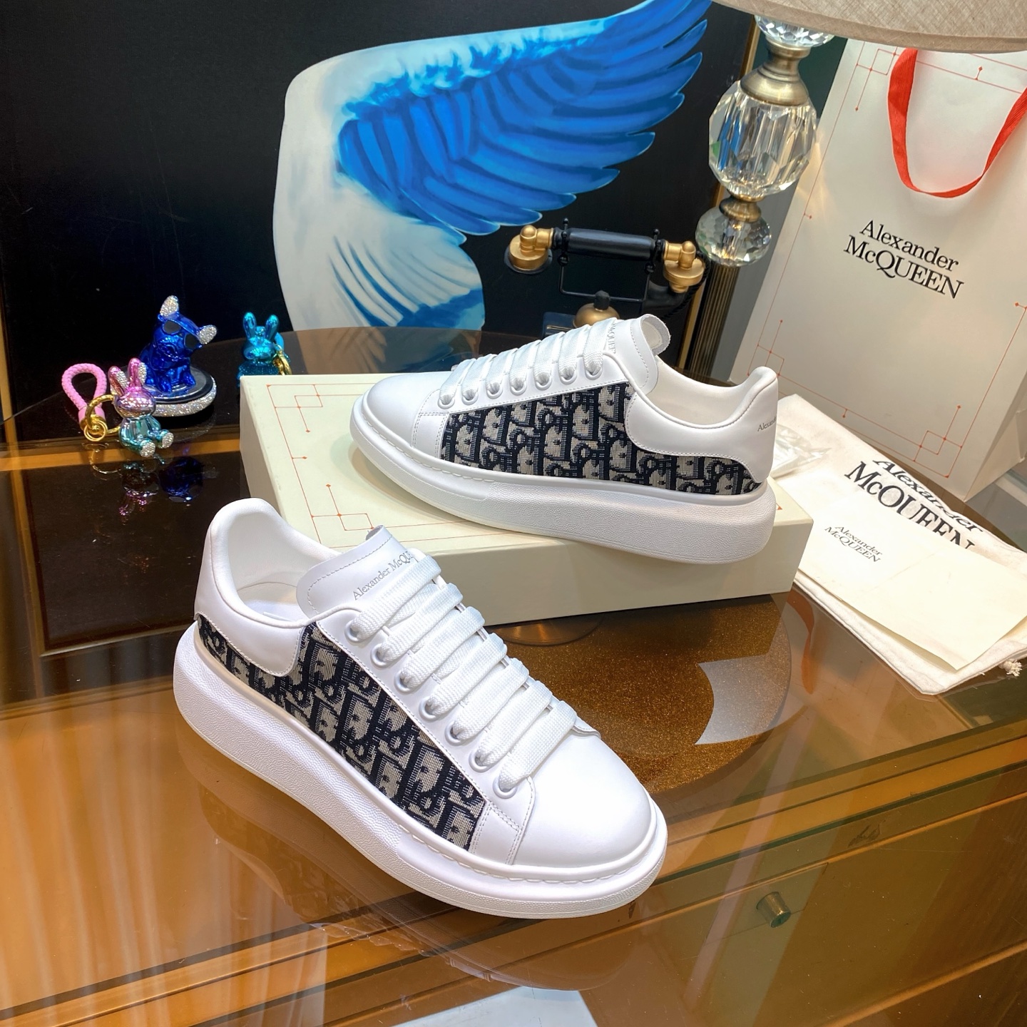 Alexander McQueen Logo Panel Sneakers White/Navy
