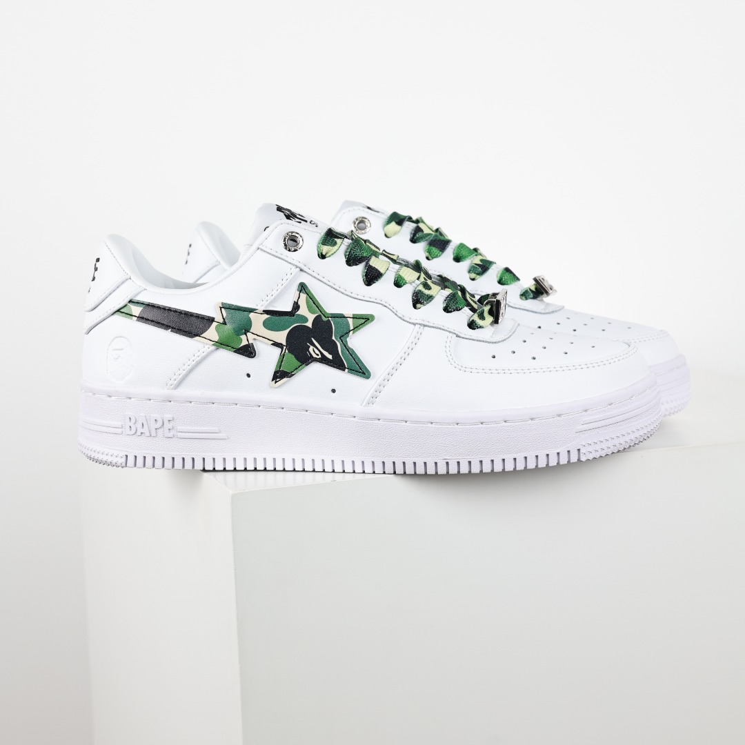 Bape BAPE STA Low Skate Sneakers White Green Camo