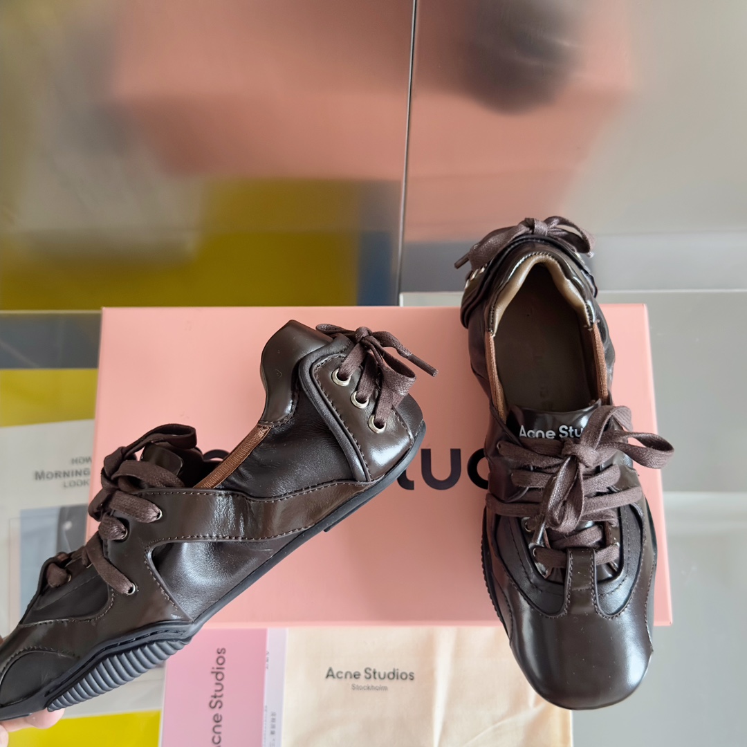 Acne Studios Lace-Up Ballet Shoes Brown