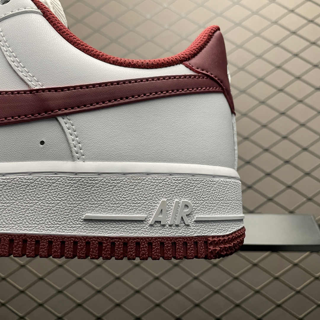 Nike Air Force 1 Low Leather Sneakers White Burgundy