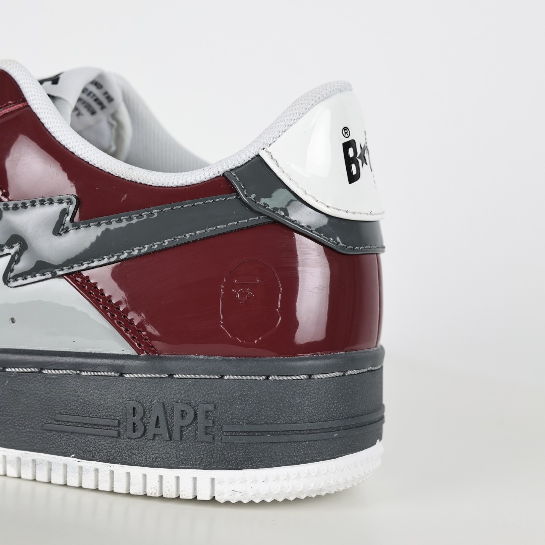 Bape BAPE STA Patent Leather Sneakers Burgundy