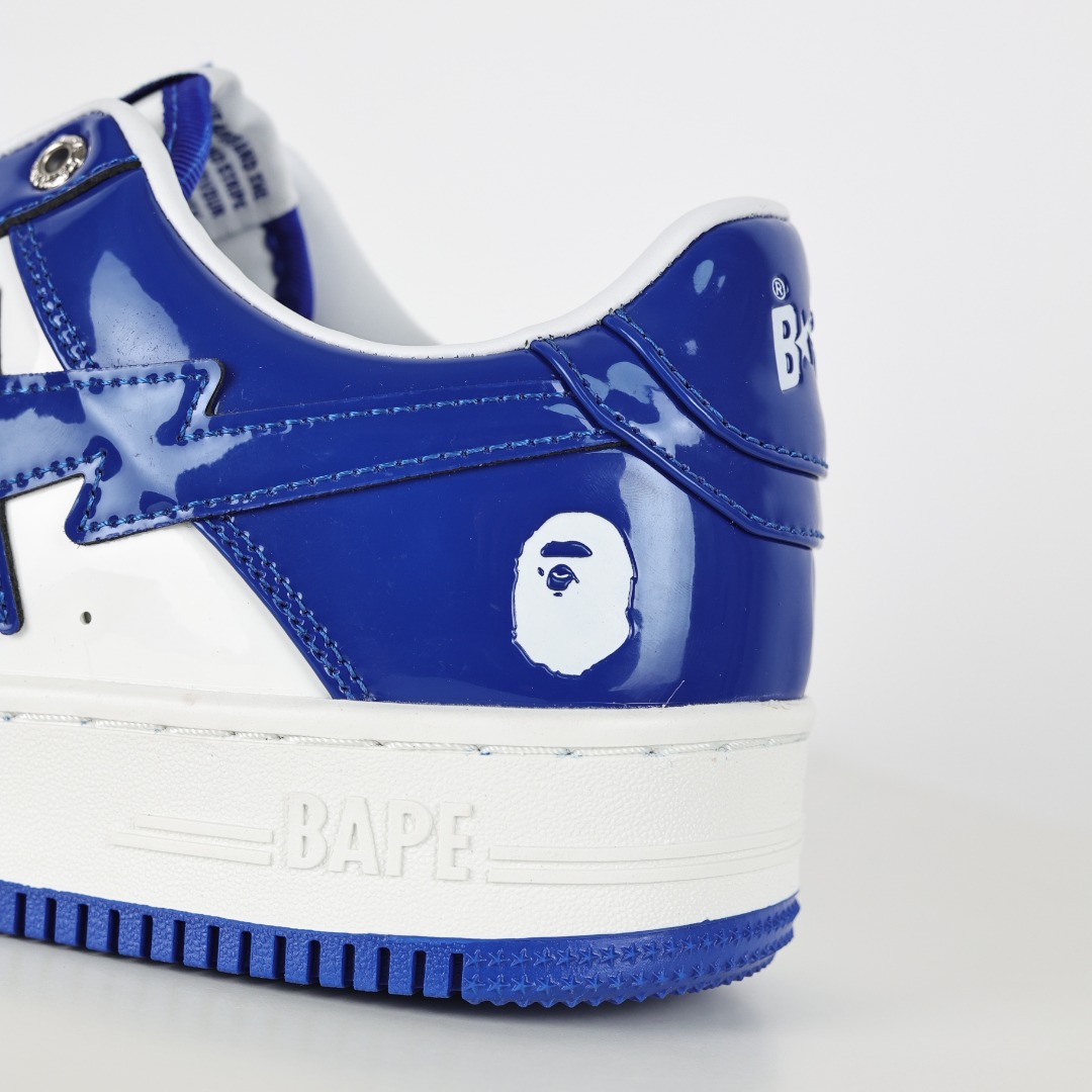 A Bathing Ape BAPE STA Low Patent Sneakers Blue/White