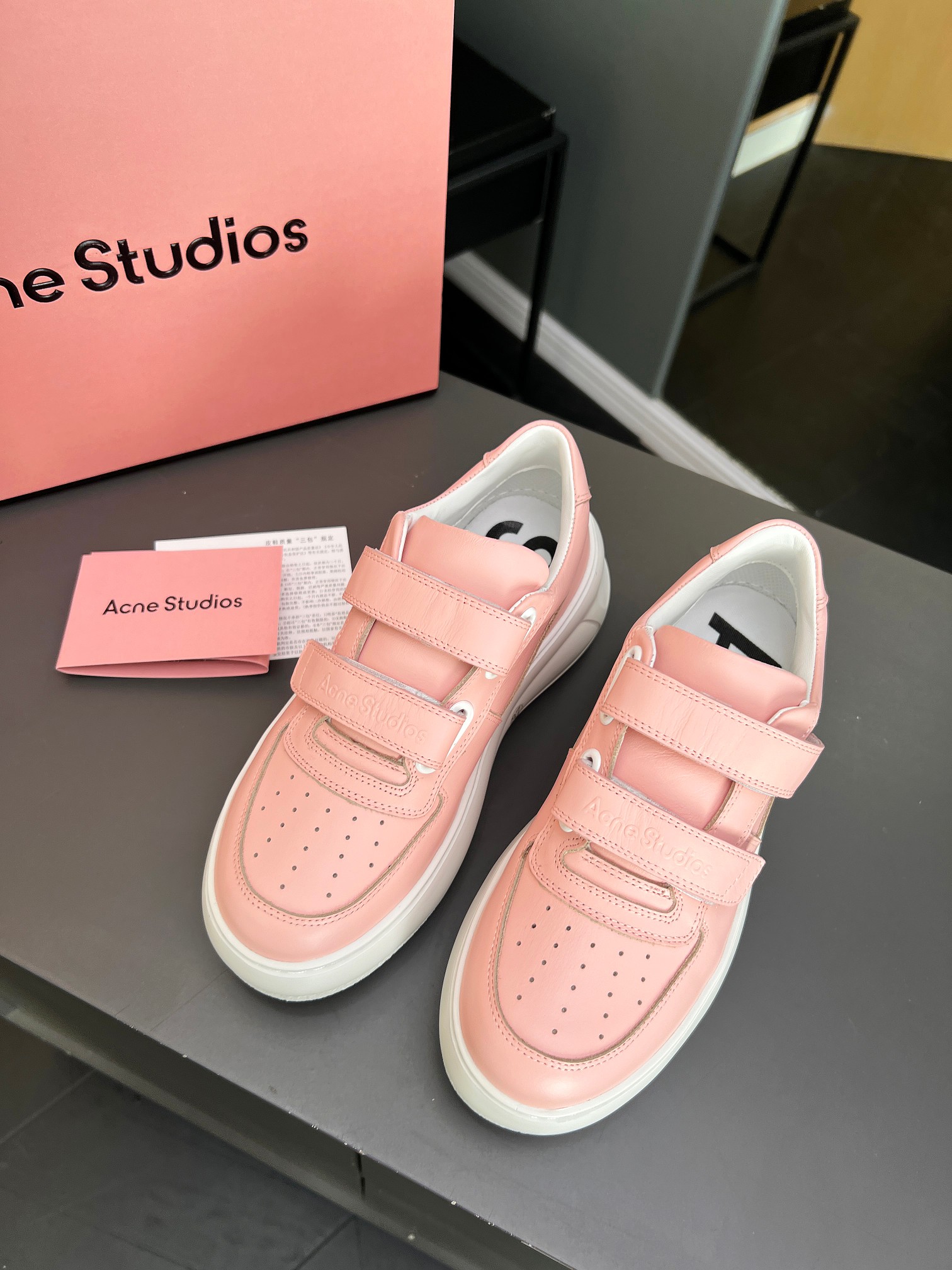 Acne Studios Smiley Velcro Platform Sneakers Pink
