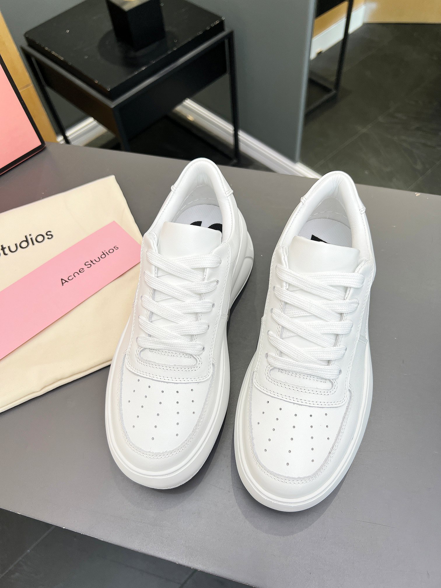 Acne Studios Platform Velcro Sneakers White