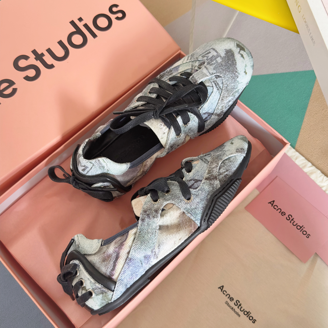 Acne Studios Denim Lace-Up Ballet Flats Multicolor