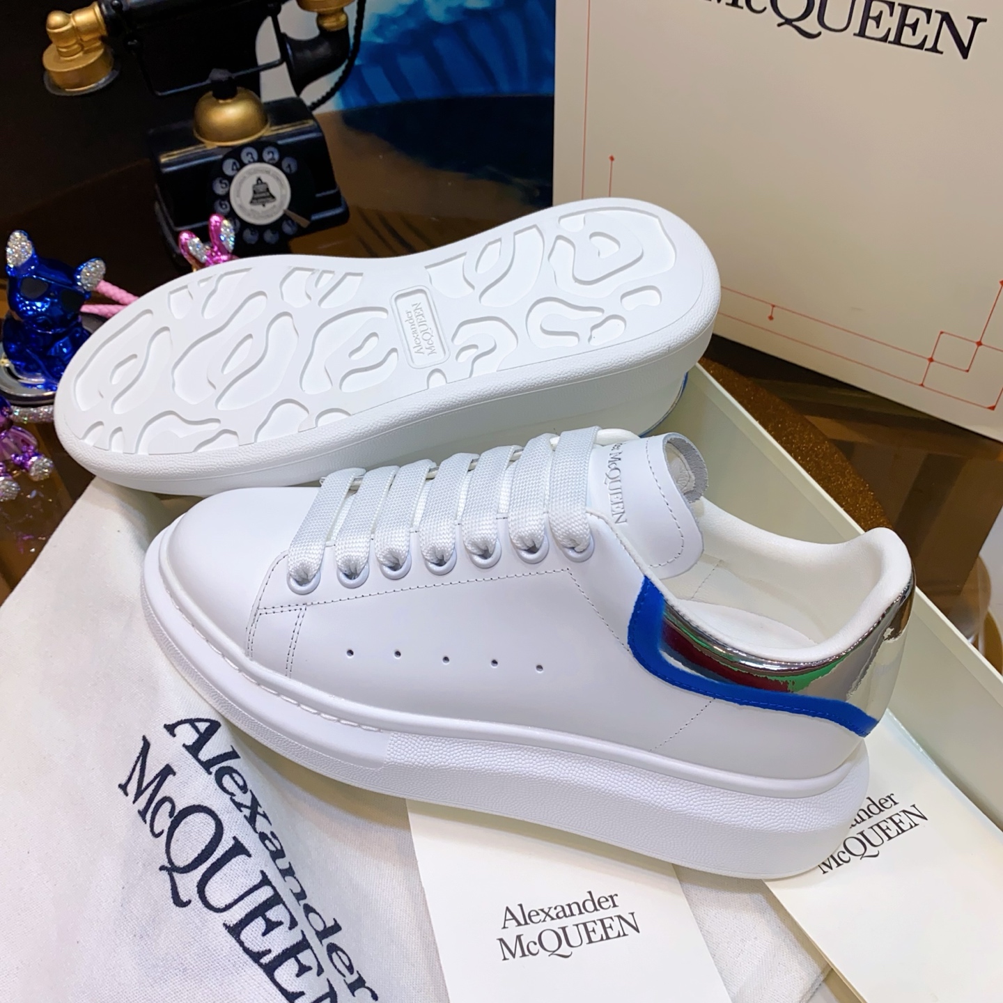 Alexander McQueen Oversized Sneakers White/Blue/Silver