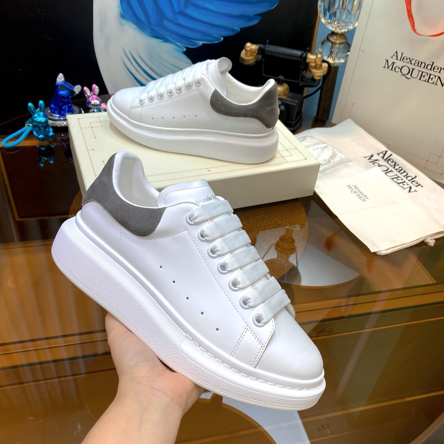 Alexander McQueen Oversized Sneakers White Grey