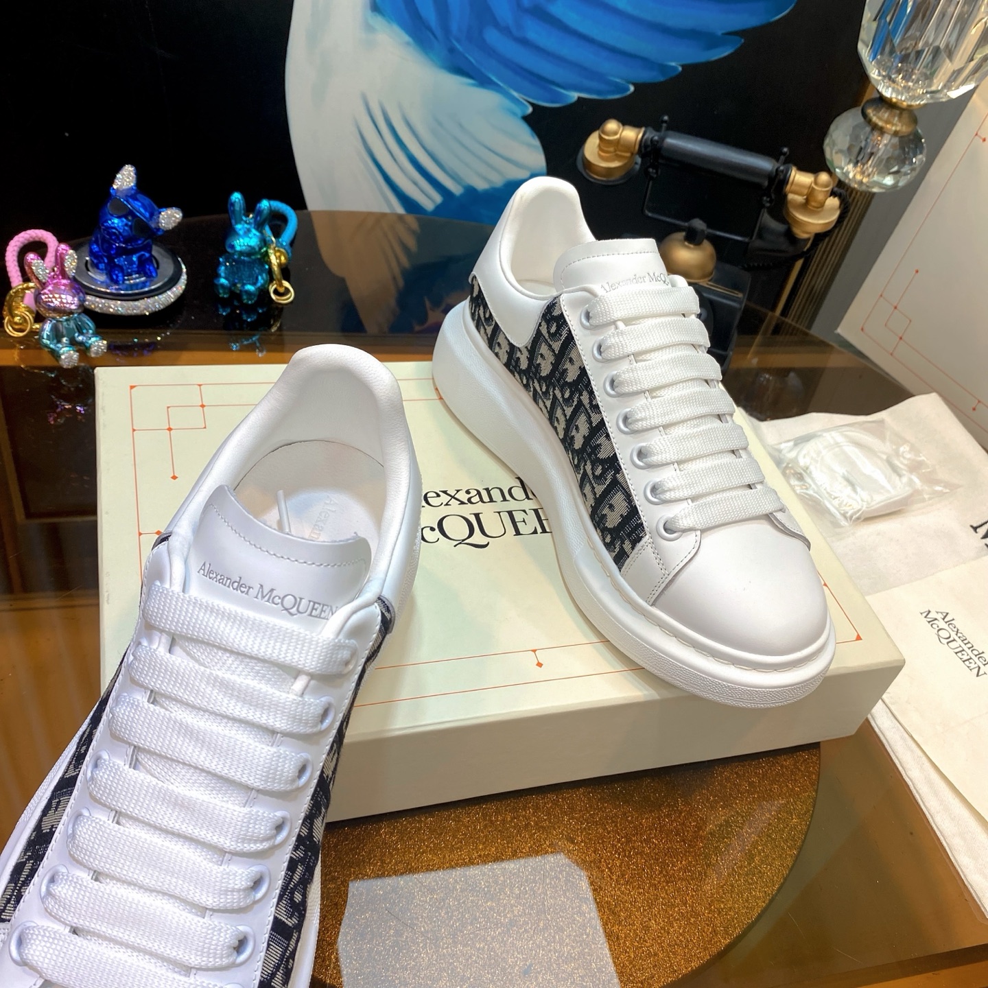 Alexander McQueen Logo Panel Sneakers White/Navy