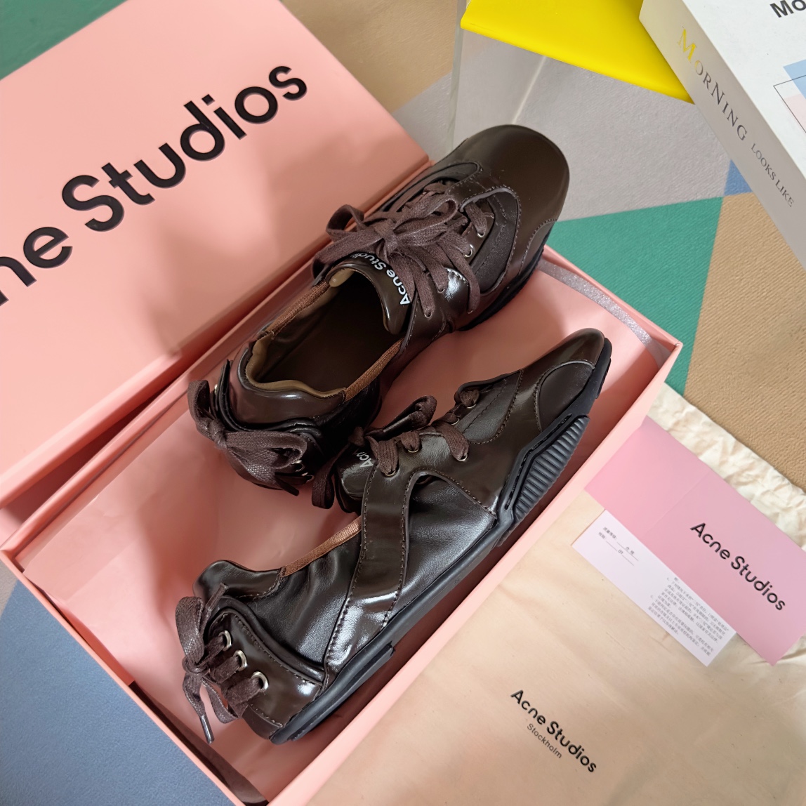 Acne Studios Lace-Up Ballet Shoes Brown