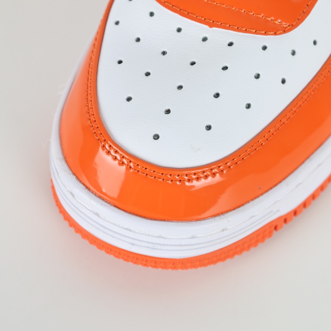 BAPE STA Patent Leather Sneakers Orange